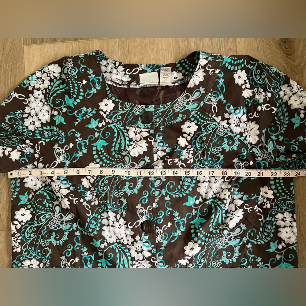 KIM ROGERS Paisley Brown Button Up Top EUC - Picture 6 of 7